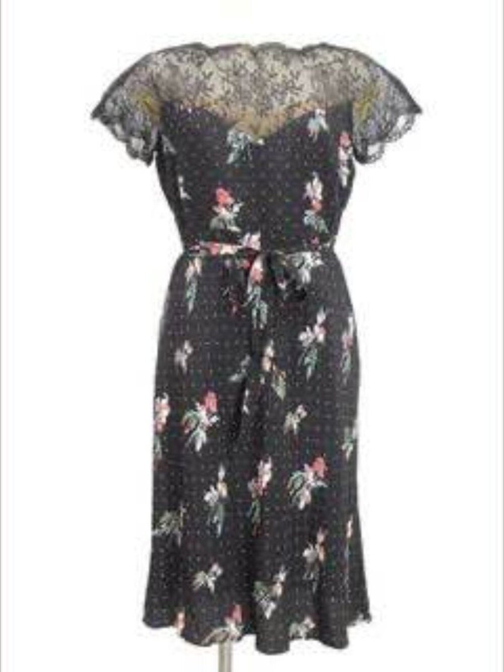 Valentino silk dress size 4 with lace, stars, and floral pattern